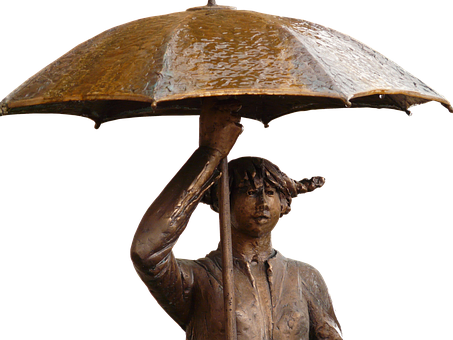 Bronze Umbrella Statue PNG with transparent background