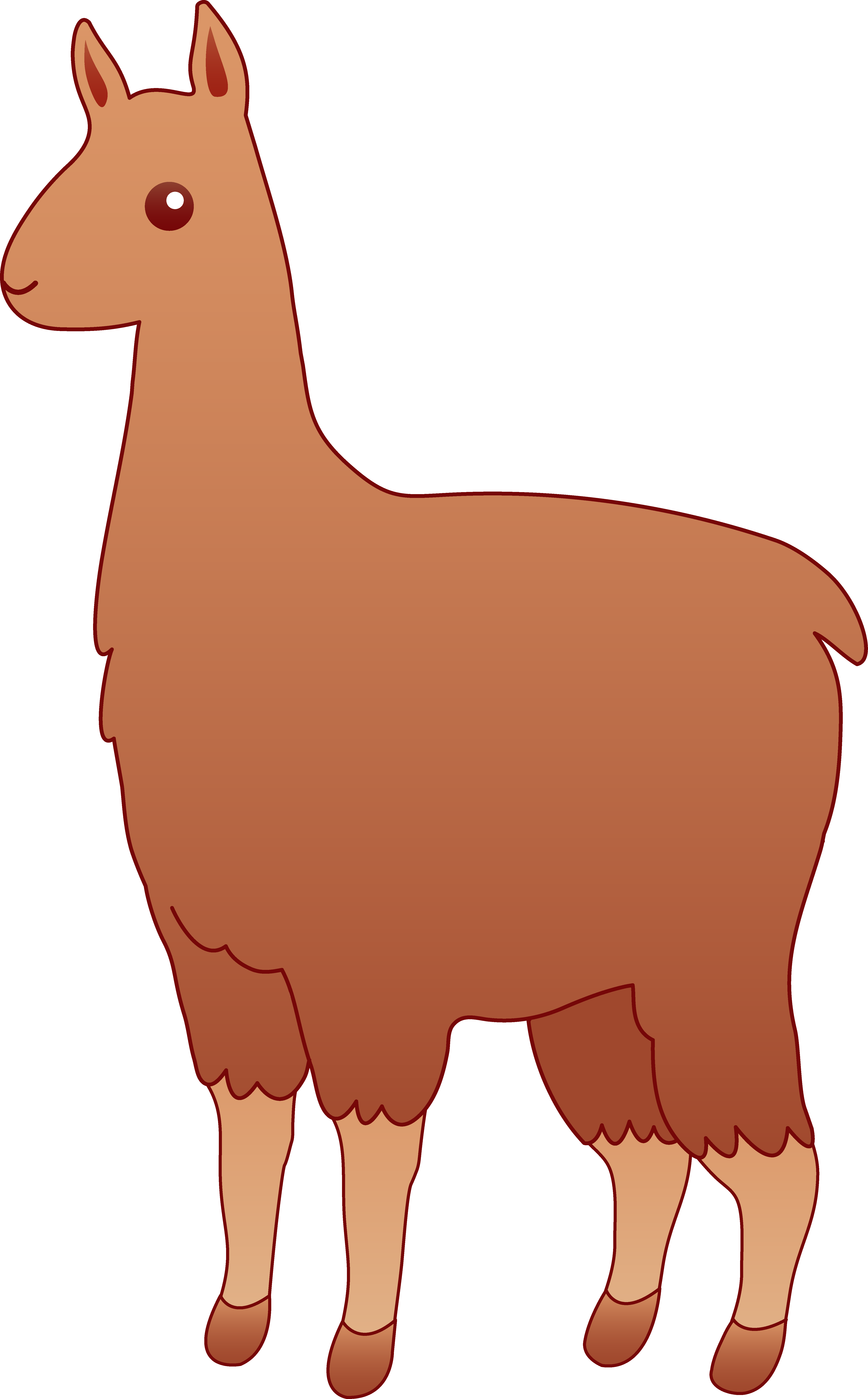 Brown Alpaca Cartoon Illustration PNG image with a transparent background, free high-resolution download