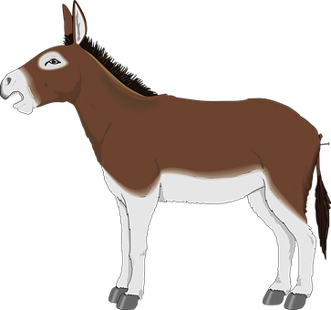 Brown Donkey Illustration PNG with transparent background