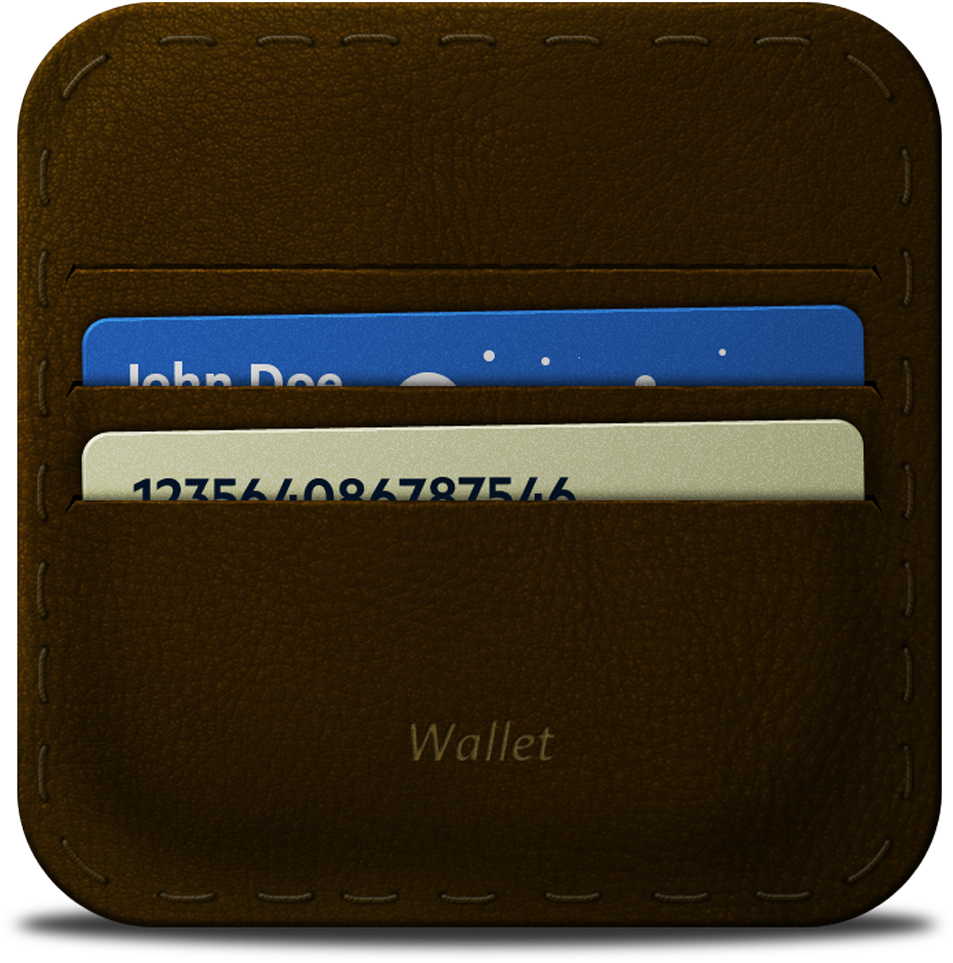 Brown Leather Card Holder Wallet PNG with transparent background