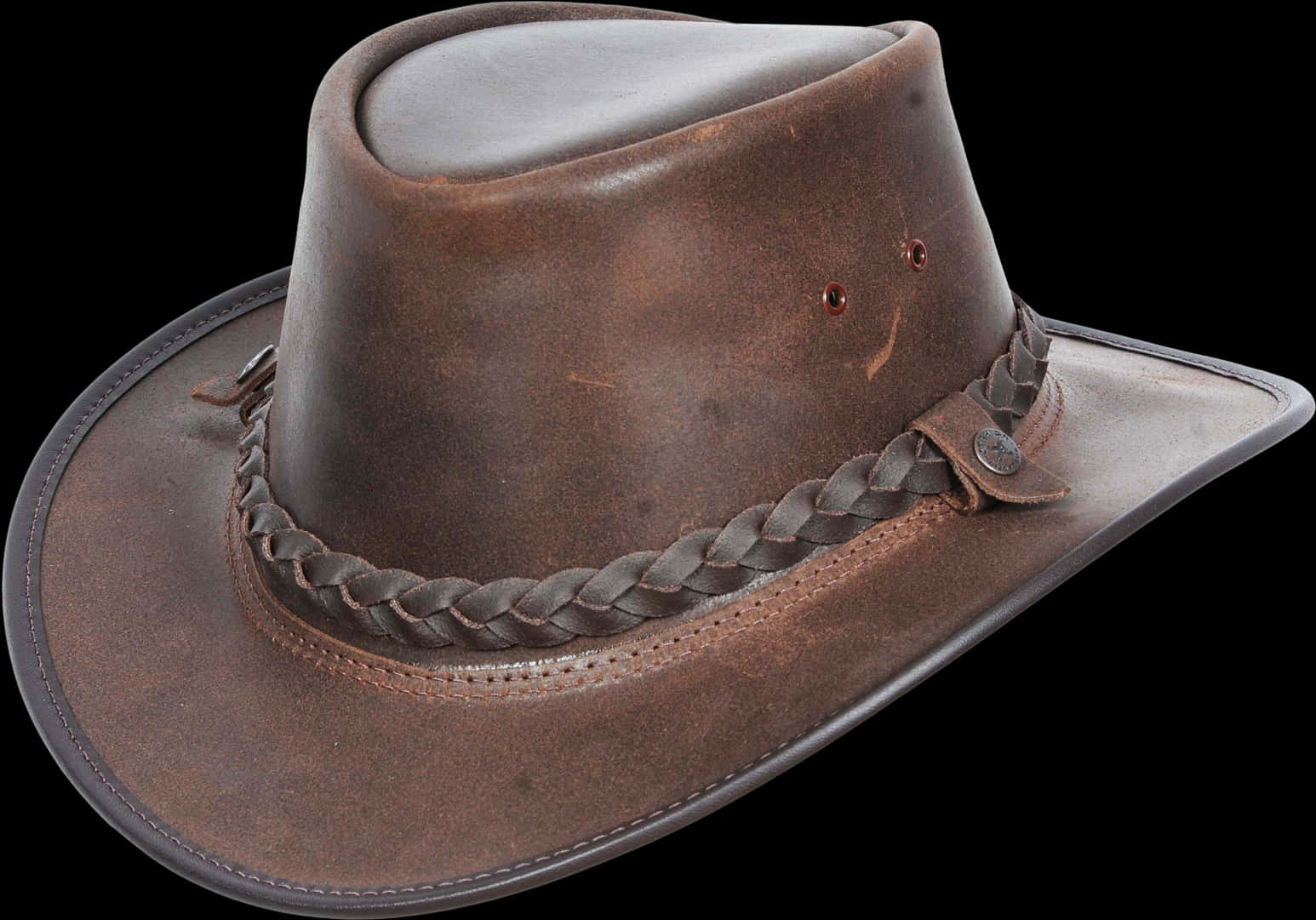 Brown Leather Cowboy Hat