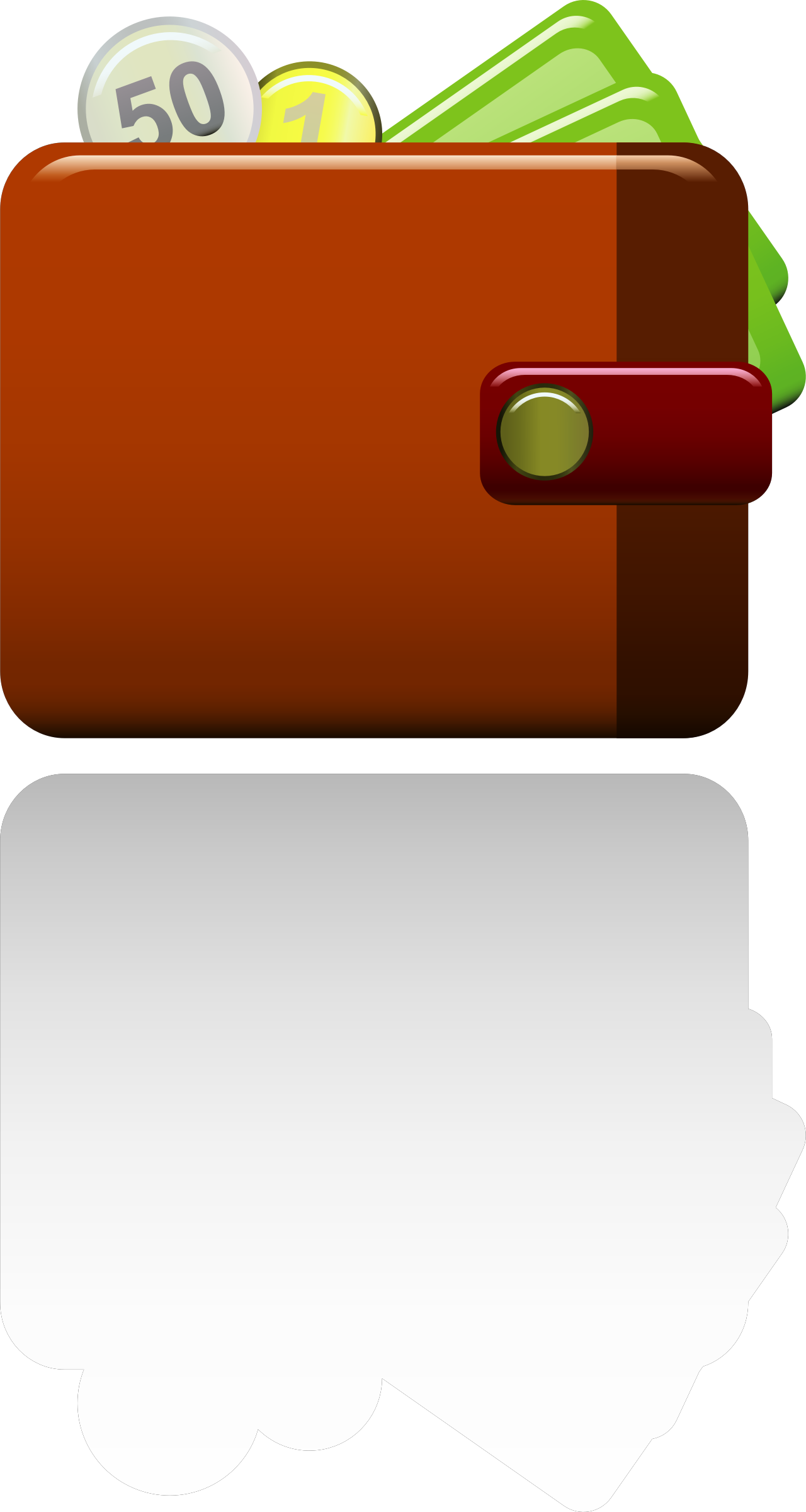 Brown Leather Walletwith Cashand Coins PNG with transparent background