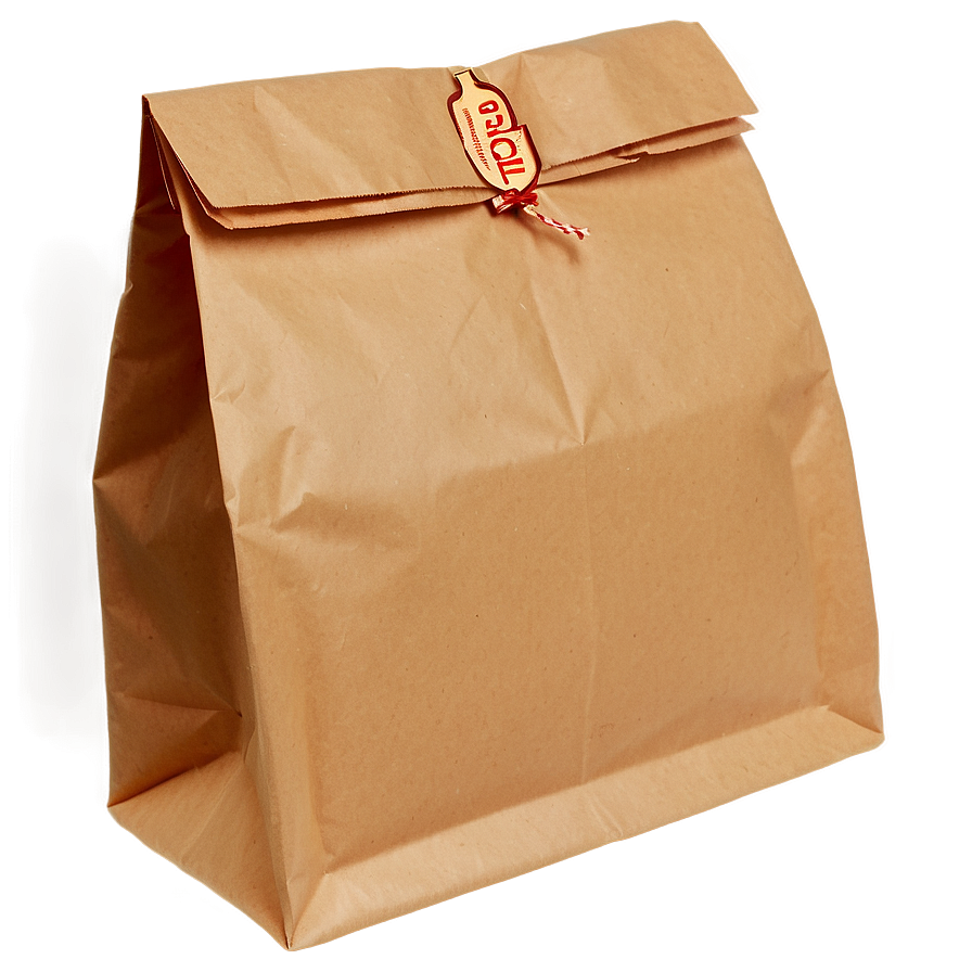 Brown Paper Bag With Closure Png Lsq65