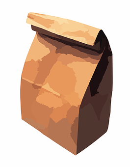 Brown Paper Lunch Bag Illustration PNG with transparent background