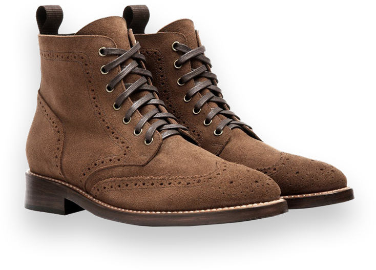 Brown Suede Wingtip Boots