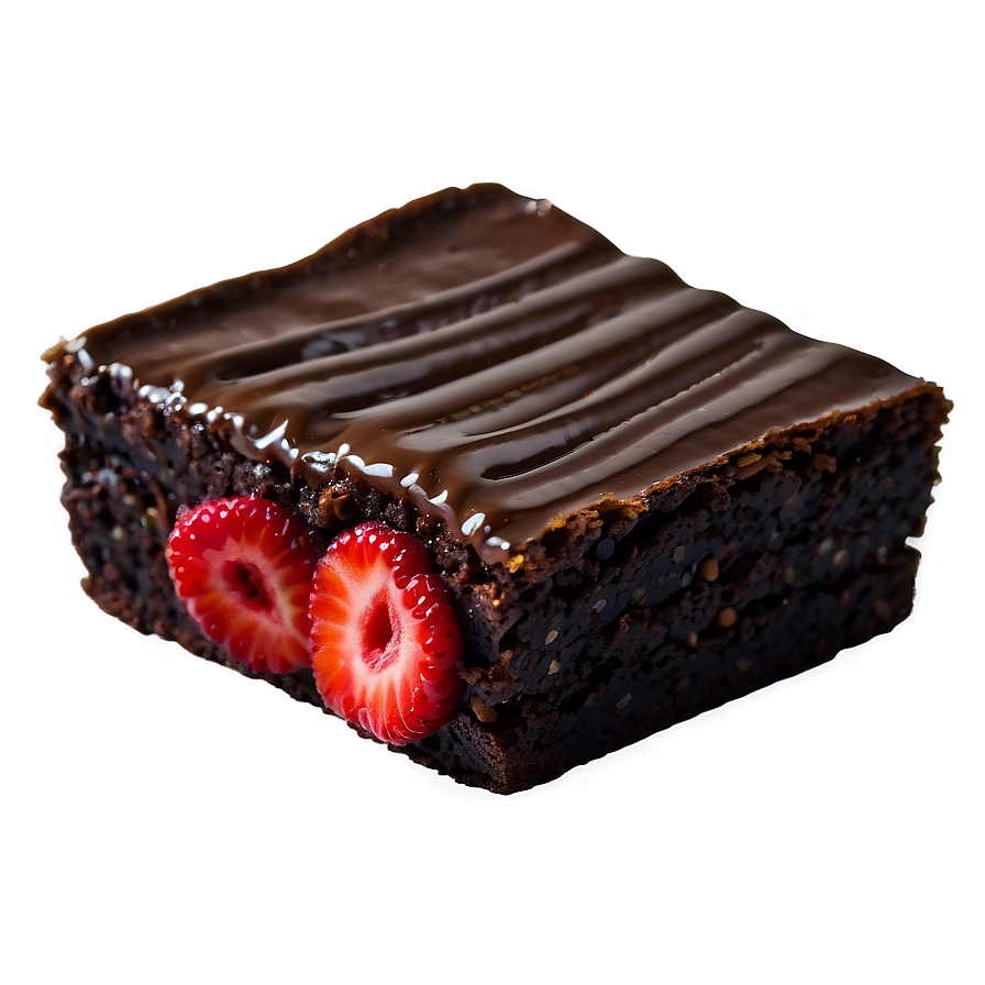 Brownie With Strawberries Png Wql