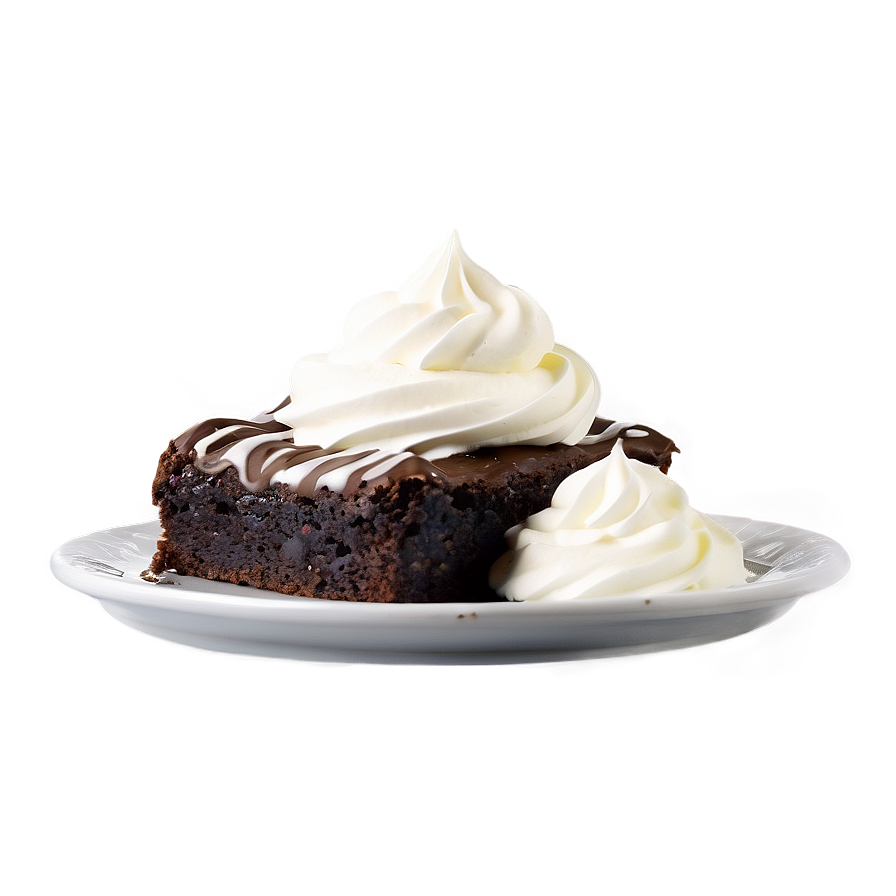 Brownie with Whipped Cream PNG jyy4 PNG with transparent background