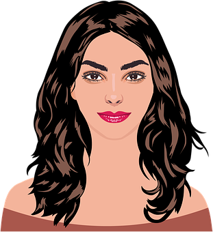Brunette Woman Vector Portrait PNG with transparent background