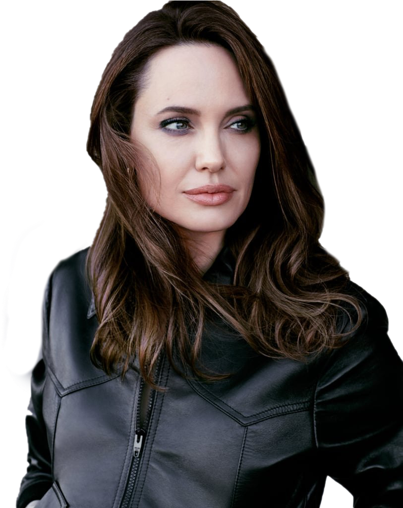 Brunette Womanin Black Leather Jacket