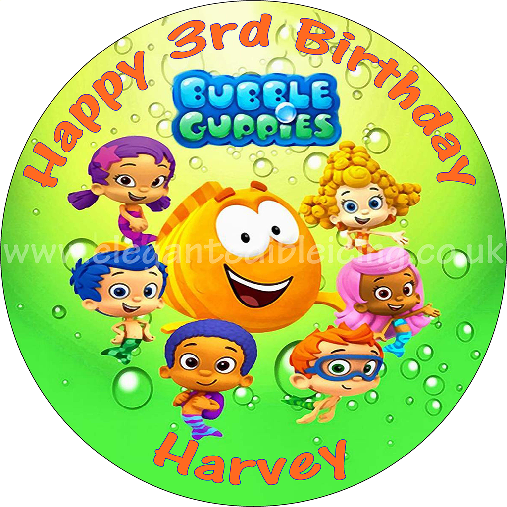 Bubble Guppies Green Personalised Edible Round Cake - Bubble Guppies, HD Png Download PNG with transparent background