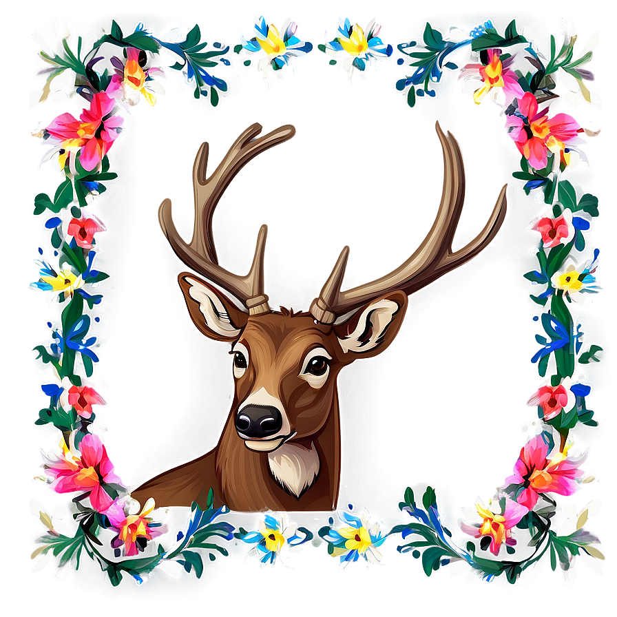 Buck In Floral Frame Png 06252024