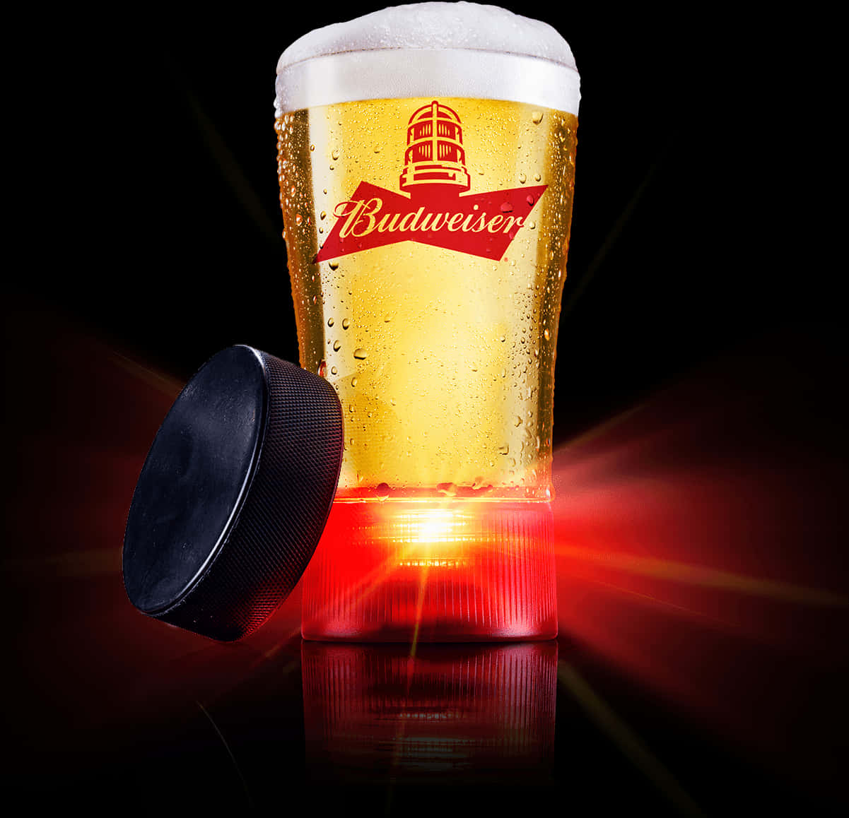 Budweiser Hockey Puck Glass