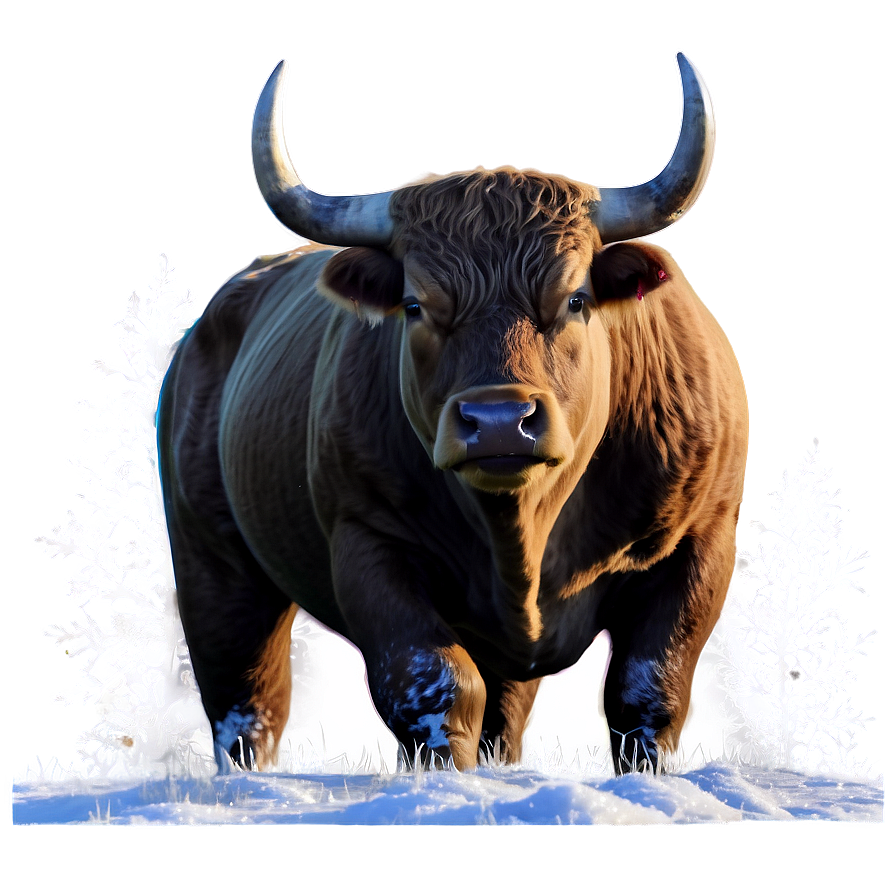 Bull In Snow Scene Png Xgr