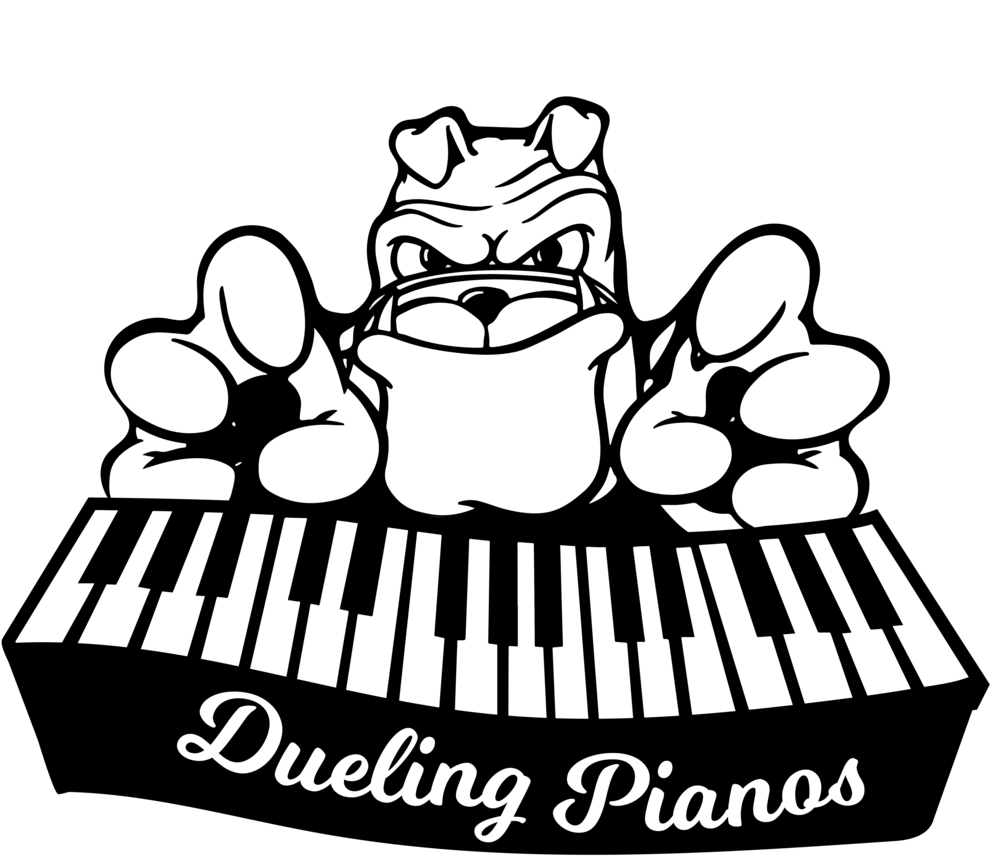 Bulldog Pianist Cartoon PNG with transparent background