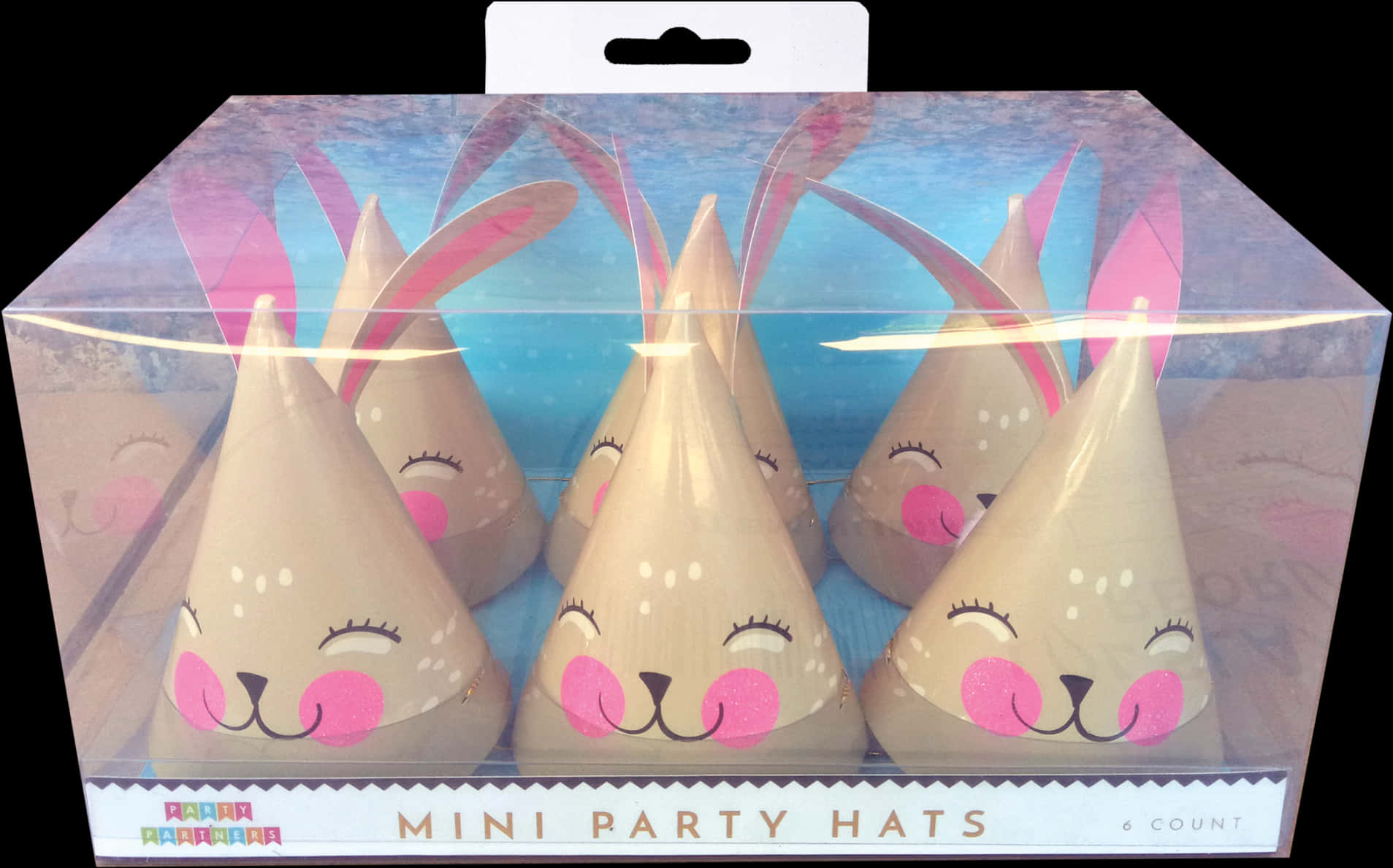 Bunny Design Mini Party Hats Packaging PNG with transparent background
