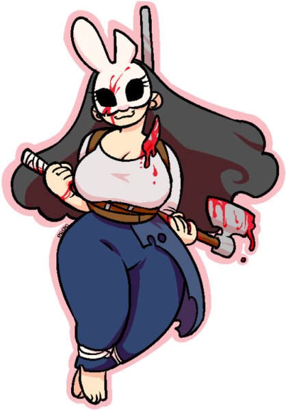 Bunny Masked Killer Cartoon Art PNG with transparent background