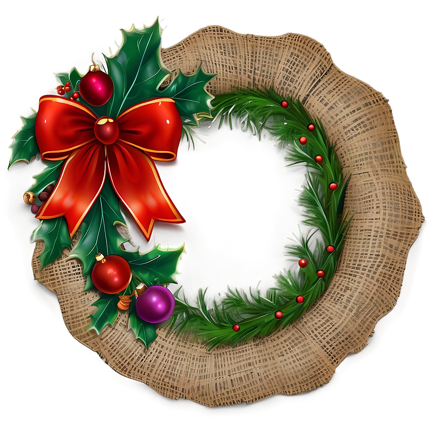 Burlap Christmas Wreath Png Cen