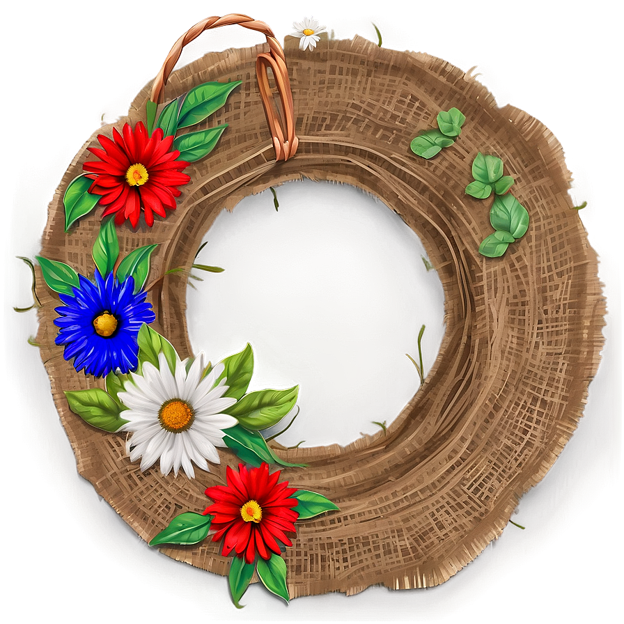 Burlap Country Wreath Png 05242024