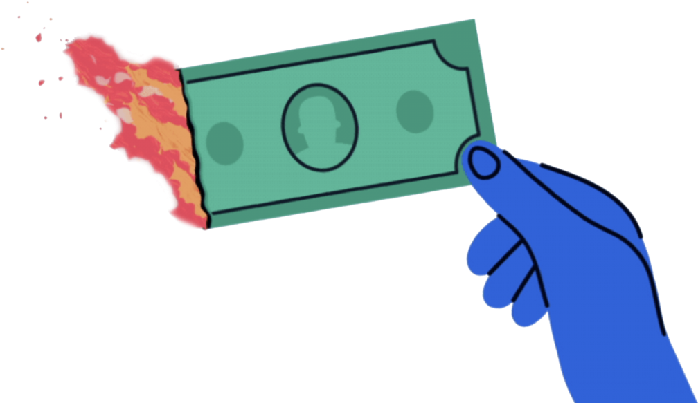 Burning Money Illustration PNG with transparent background
