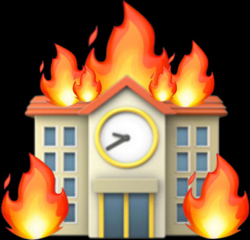 Burning School Clock Emoji PNG with transparent background