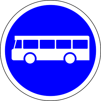 Bus Sign Blue Circle PNG with transparent background