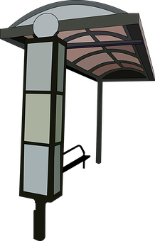 Bus Stop Shelter Cartoon PNG with transparent background
