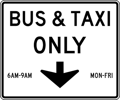 Busand Taxi Lane Signwith Arrow PNG with transparent background