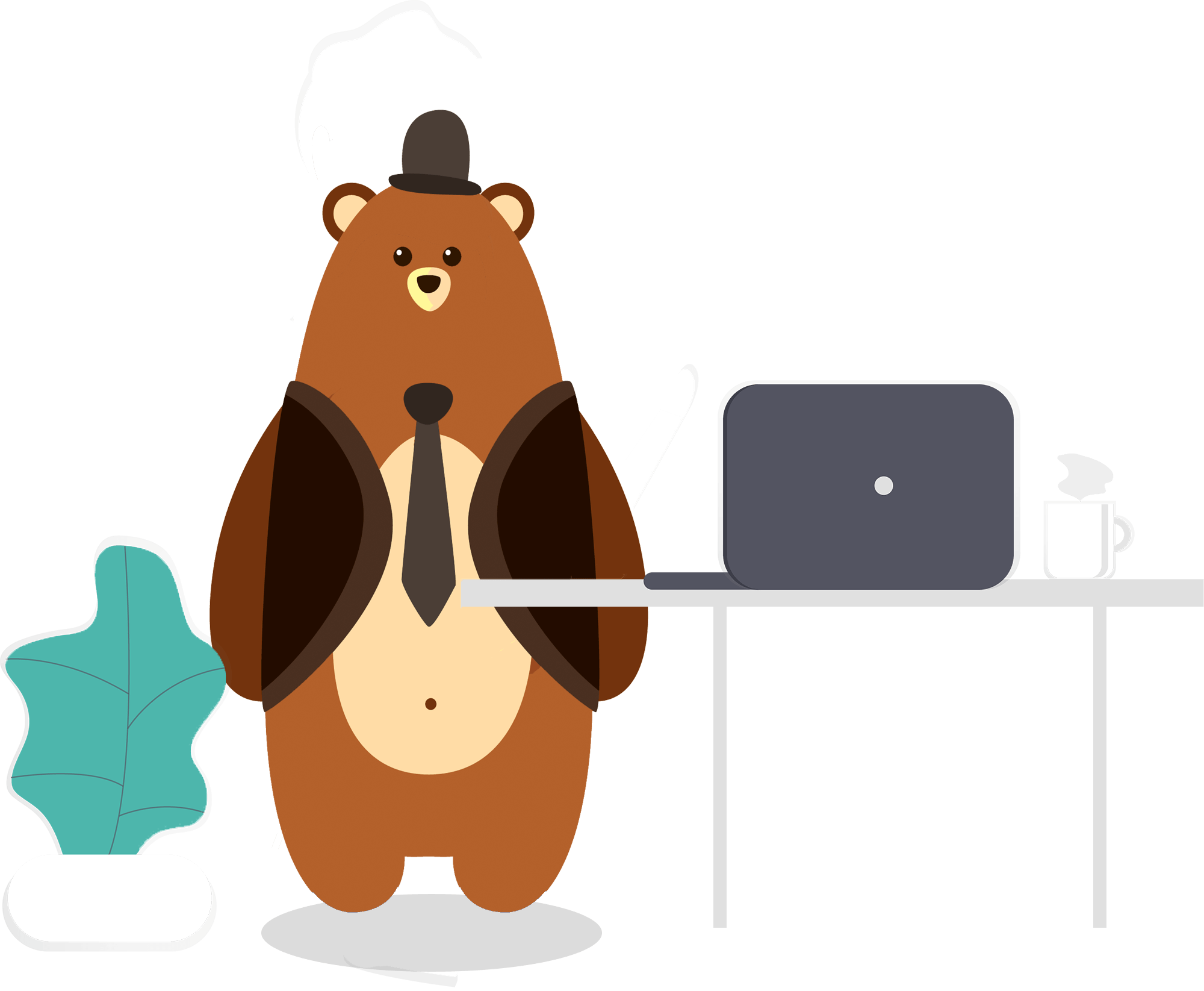 Business Bearat Desk Illustration