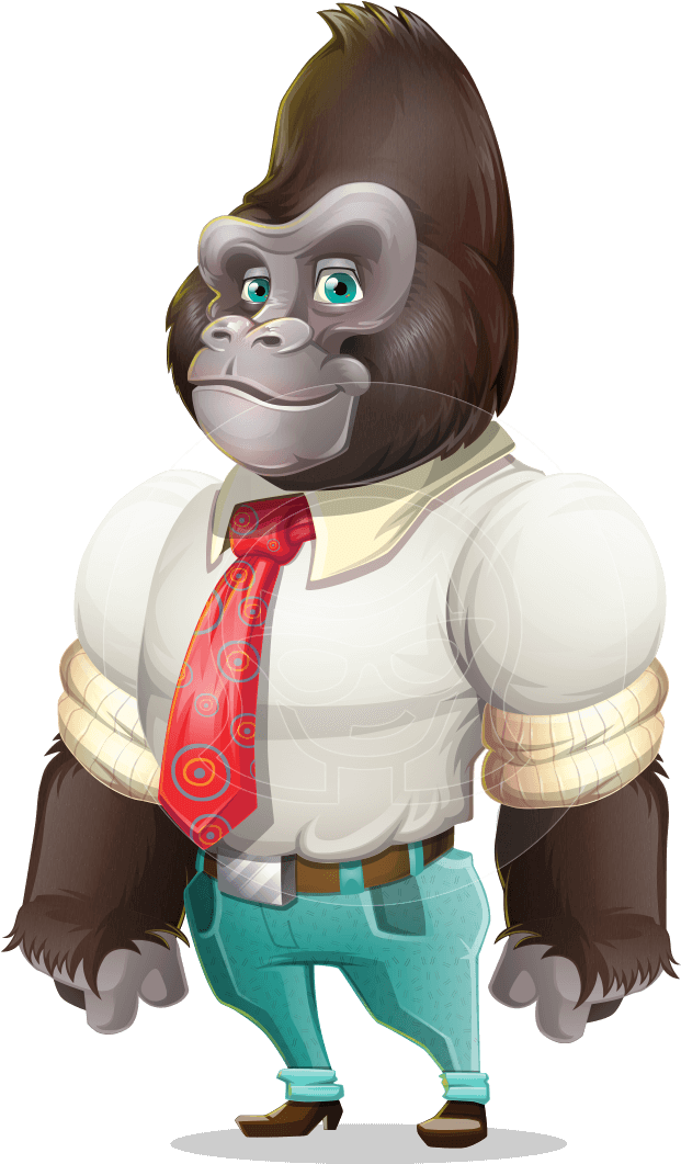 Business Gorilla Cartoon Vector Character - Cartoon Gorilla, HD Png Download PNG with transparent background