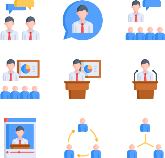 Business Meeting Icon Set PNG with transparent background