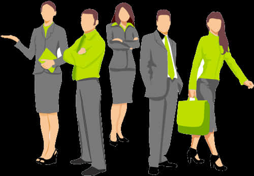 Business Team Cartoon Illustration PNG with transparent background