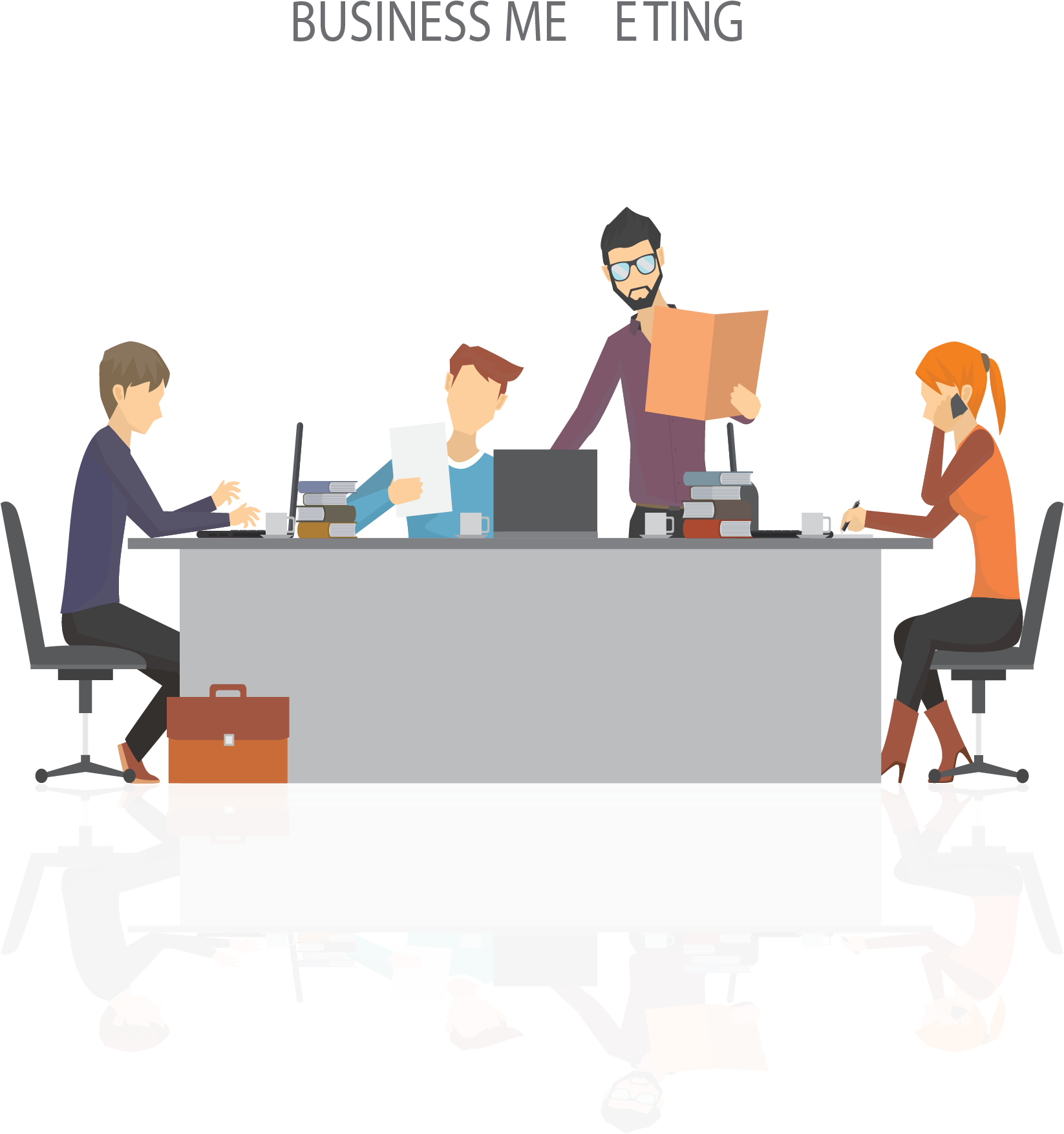 Business Team Meeting Discussion PNG with transparent background