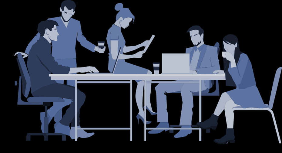 Business Team Meeting Silhouette PNG with transparent background