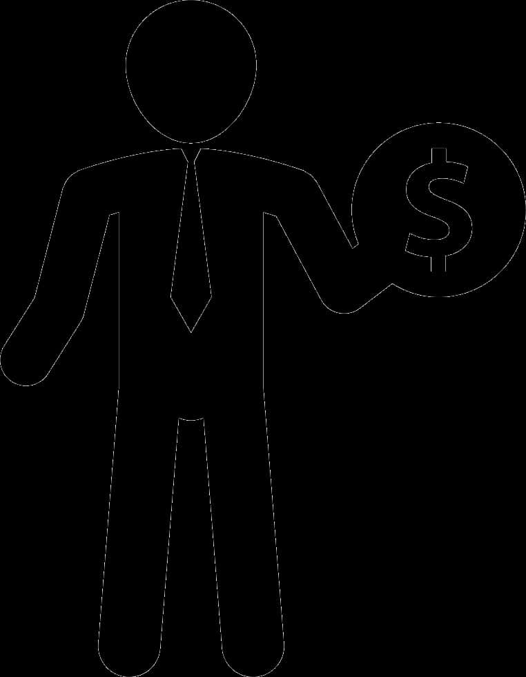 Businessman Holding Dollar Sign Icon PNG with transparent background
