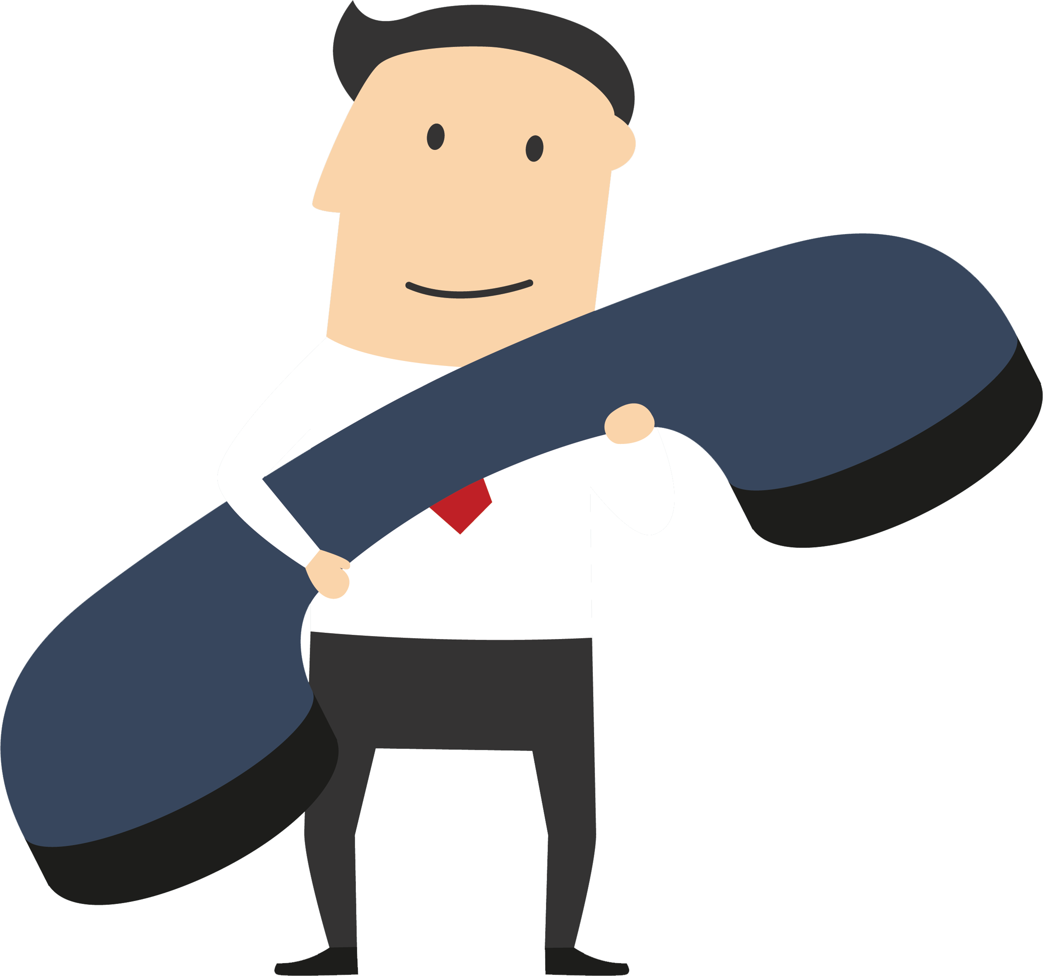 Businessman Holding Giant Phone Clipart