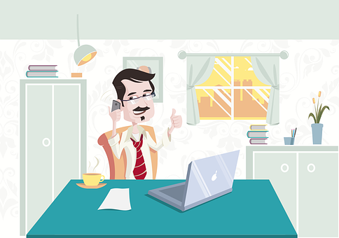 Businessman Home Office Cartoon PNG with transparent background