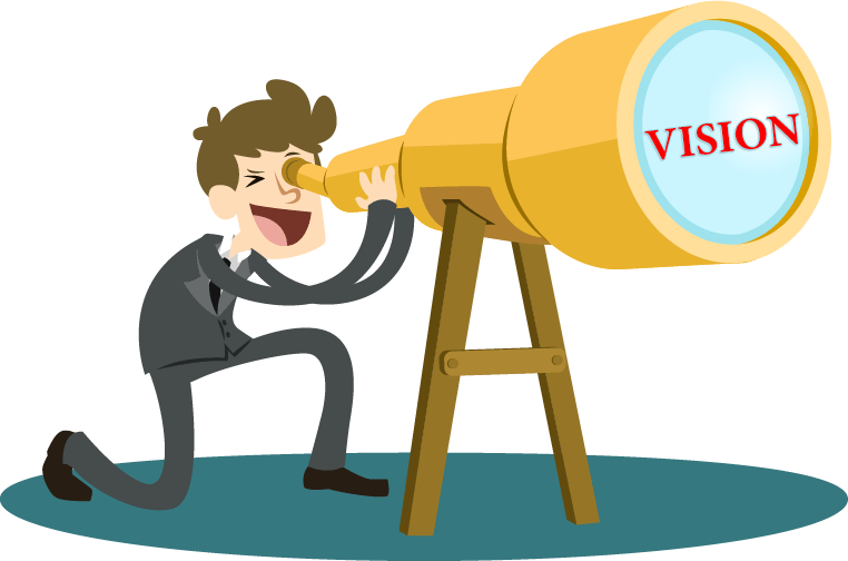 Businessman Looking Through Vision Telescope