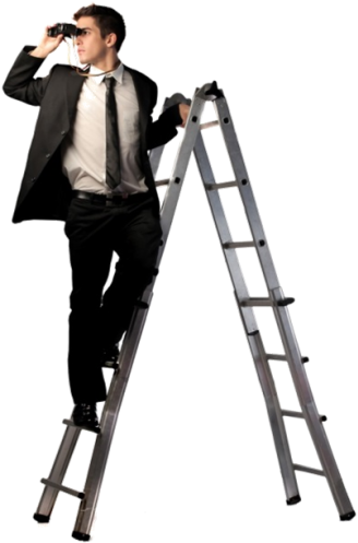 Businessman Lookout Ladder