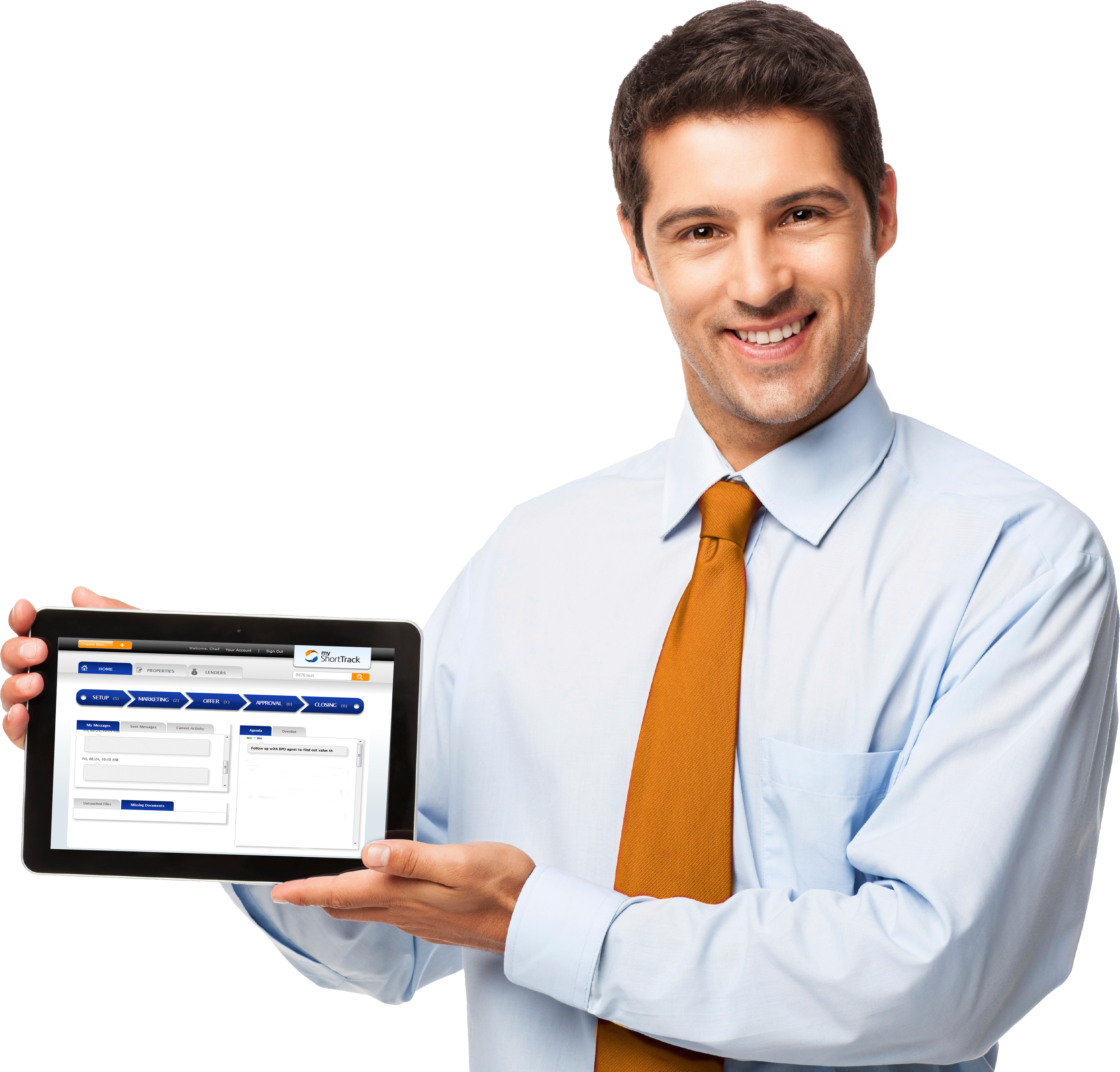Businessman Presenting Tablet PNG with transparent background