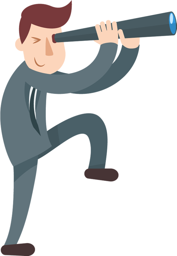 Cartoon Businessman Looks Through A Telescope - Telescope Cartoon Transparent, HD Png Download PNG with transparent background