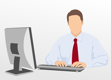 Businessman Workingat Desk Vector PNG with transparent background
