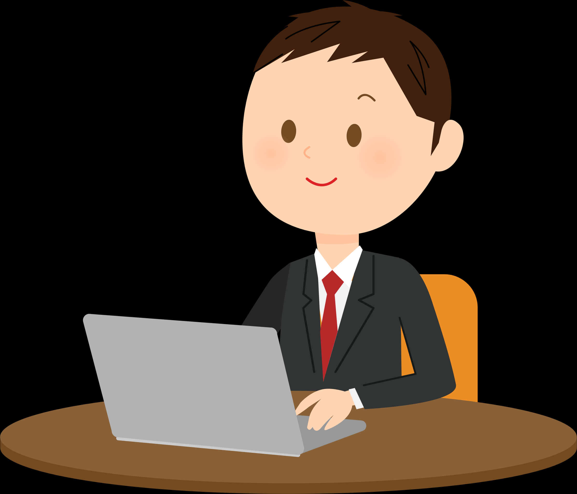 Businessman Workingon Laptop PNG with transparent background