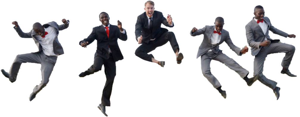 Businessmen Jumping In Suits