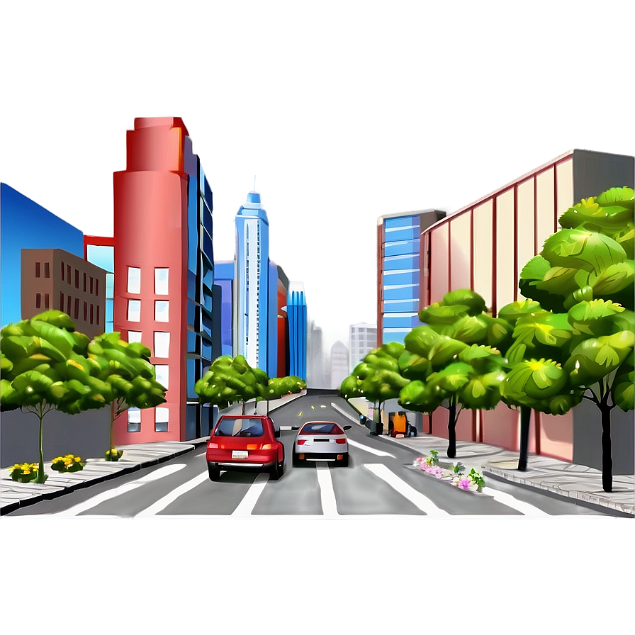 Busy City Street PNG tae4 PNG with transparent background