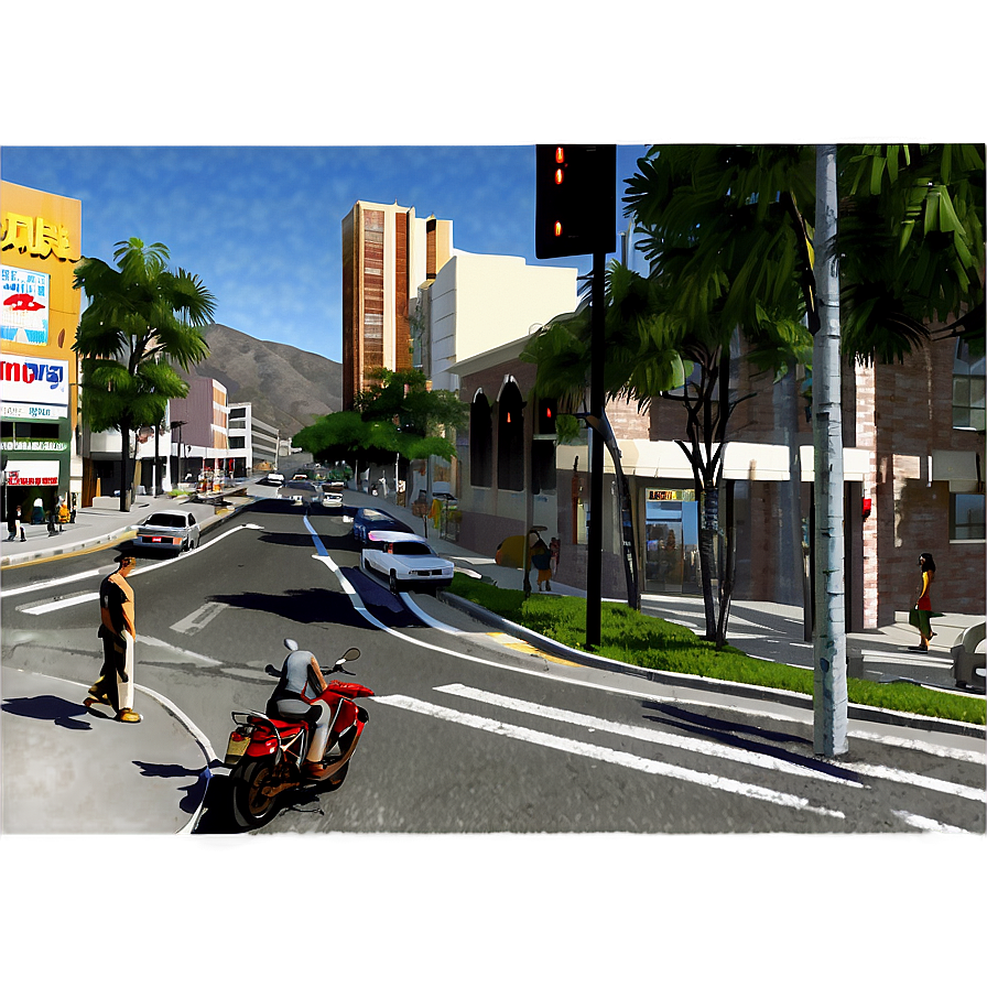 Busy Town Intersection PNG edi PNG with transparent background