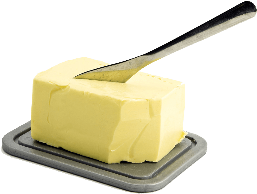 Butter Blockwith Knife PNG with transparent background