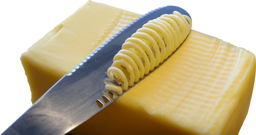 Butter Blockwith Knife Curls PNG with transparent background