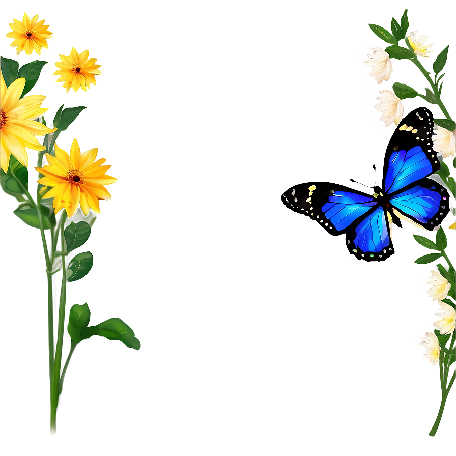 Butterfly And Flower Frame Png 36