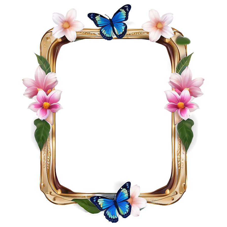 Butterfly And Flower Frame Png 60