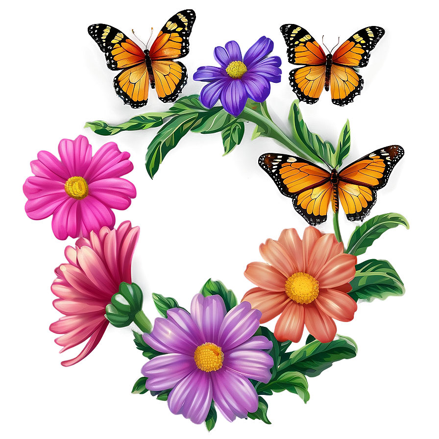 Butterfly And Flower Frame Png Ujy45